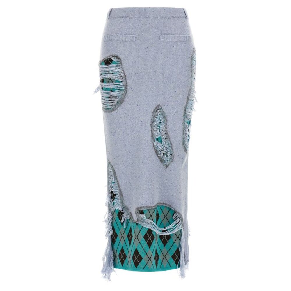 Moschino Blue Wool Midi Women's Skirt